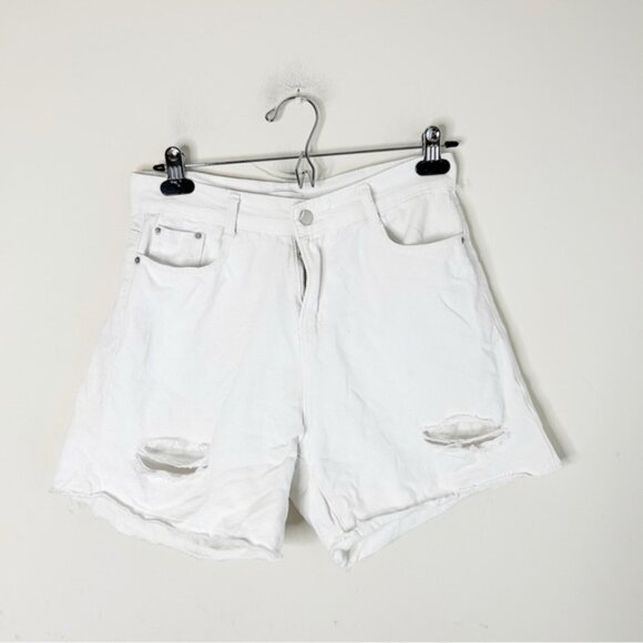 Oak + Fort Bermuda Jorts Jean Shorts High Rise Cutoffs Distressed denim Large - Picture 6 of 16